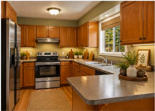 AI concept of the kitchen with sage green walls
