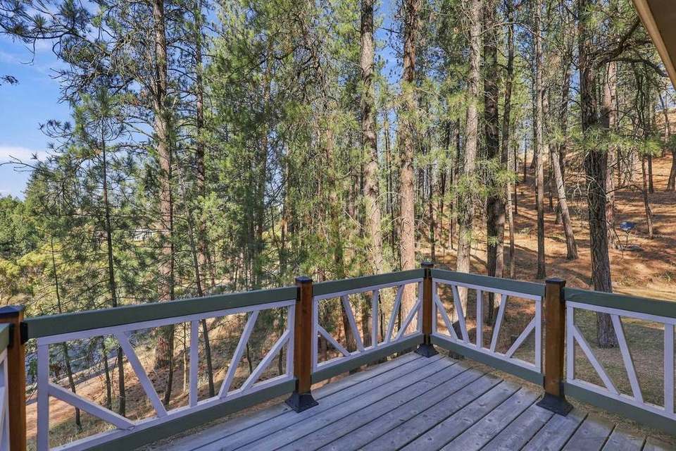 Deck looking out into the ponderosa pines