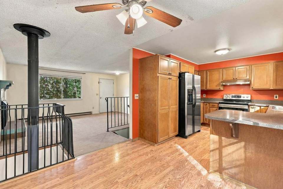 Living room open to the kitchen