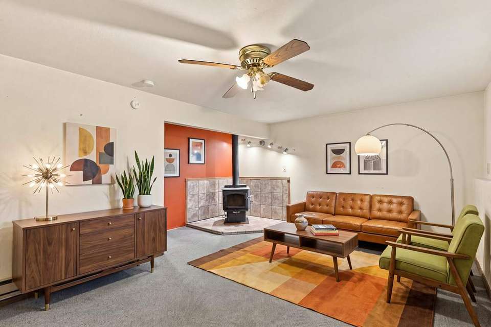 Lower level rec room virtually staged